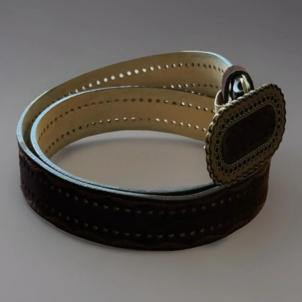 Suede Leather Belt Womens Sz M Brown Boho‎ Casual Festival Southwestern Country